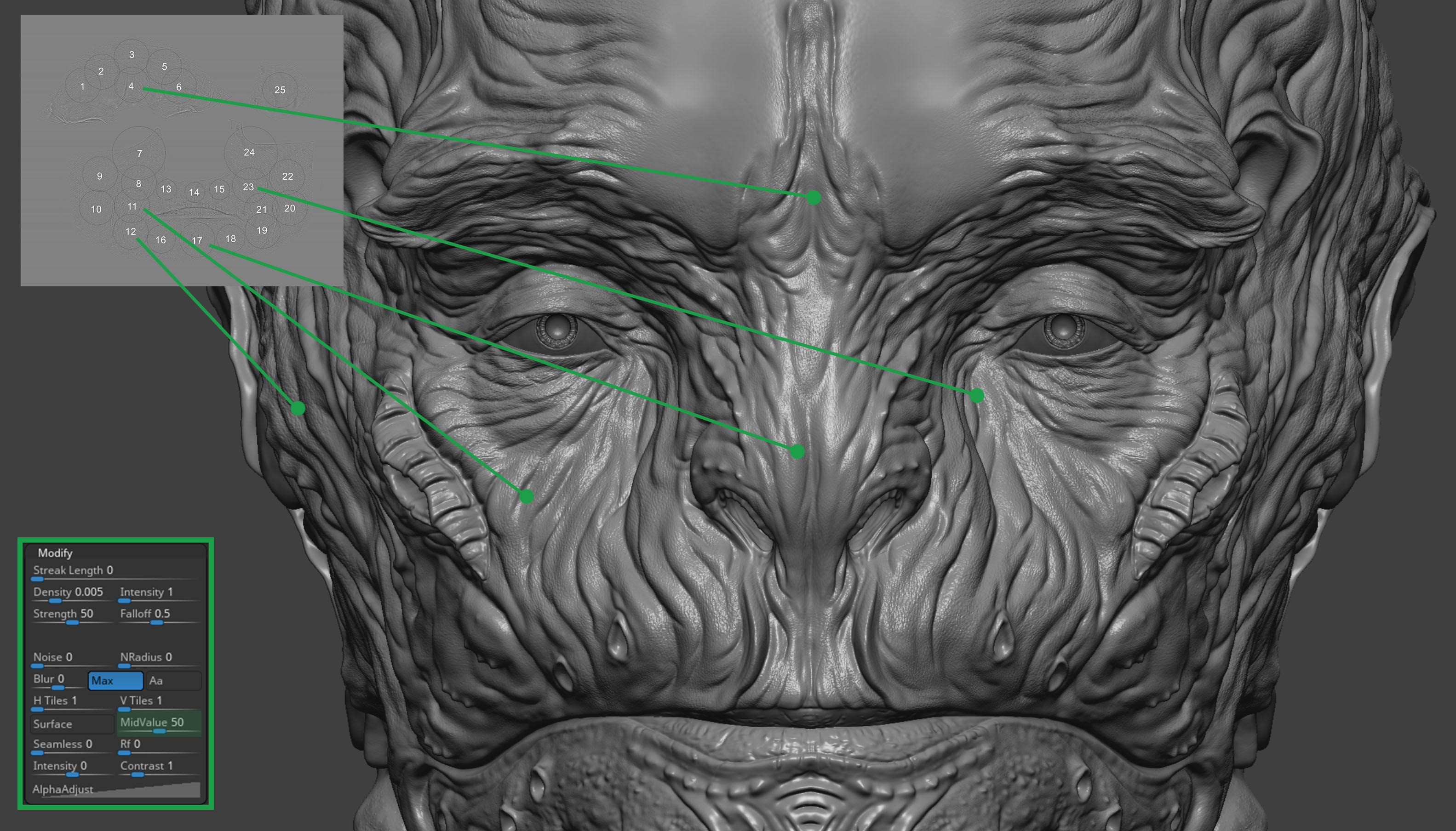 Alpha settings (mid value example)